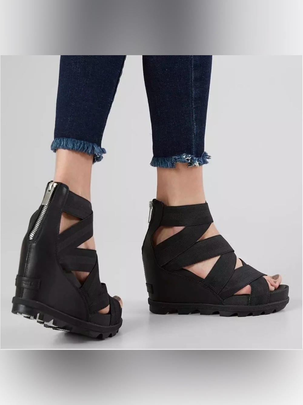 Sorel Joanie™ II Size 8 Wedge Heeled Sandal Black NWOT Shoes